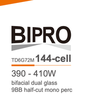 Load image into Gallery viewer, TALESUN BIPRO 410W BIFACIAL DOUBLE GLASSES TD6G72M 9BB HALF CUT MONO PERC
