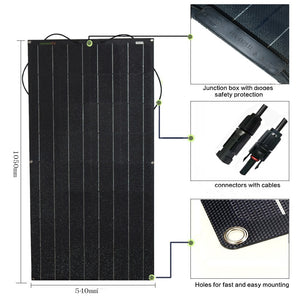 Solar Panel 300w 200w 100w 400w Flexible ETFE PET Photatic PV Monocrystalline Cell 12V 24V Battery Charger 1000w Home System Kit